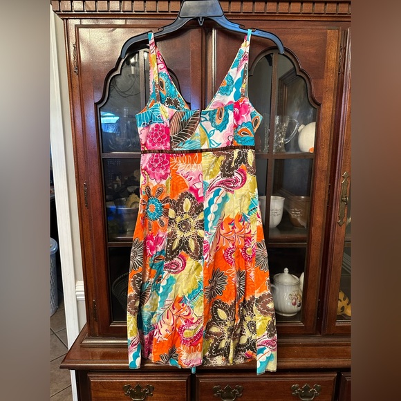 Becky & Max Dress Womens 4 Multicolor Floral Spaghetti Strap A-Line Dress EUC - Picture 5 of 9